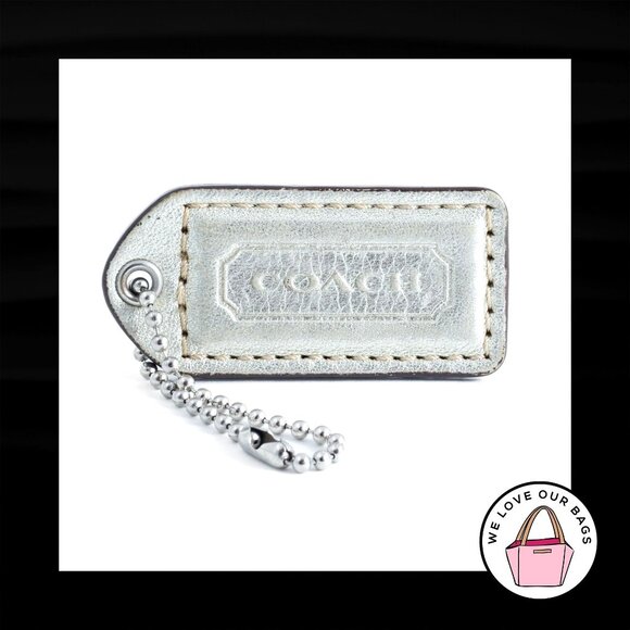 2" Medium VINTAGE COACH Silver Leather Nickel Fob Bag Charm Keychain Hang Tag - Picture 1 of 1